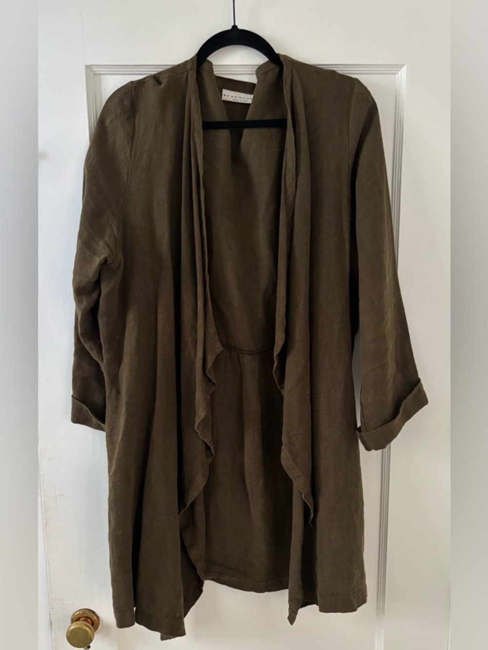 Bryn Walker 100% Linen Lagenlook Duster Jacket Forest Green Women’s Medium